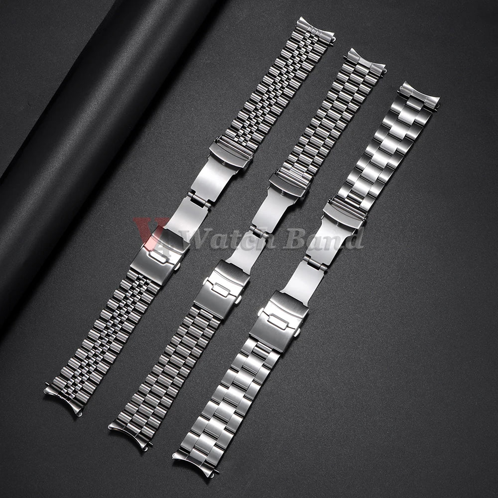 For Seiko 5 SKX009/007 for Jubilee for Oyster Solid Stainless Steel Watch Strap Curved End Men's Sport Watch Band 18mm 20mm 22mm