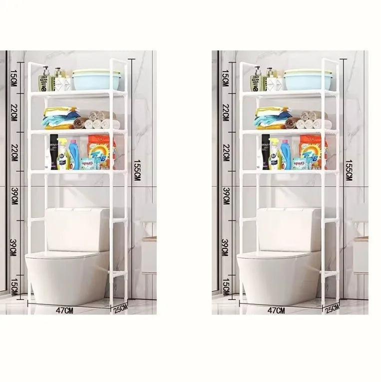 Bathroom Shelf On Toilet White Save Space With 3 Shelves Waterproof Storage Shelf Height Adjustable Legs Washing Machine Shelf