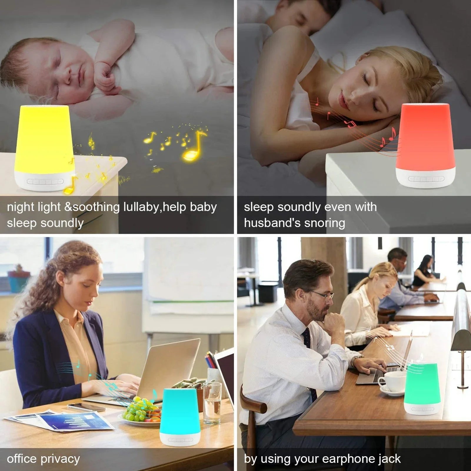 Colorful Night Lights 34 Soothing Sounds Supports APP Remote Control Smart White Noise Machine Baby Sleep Sound Machine