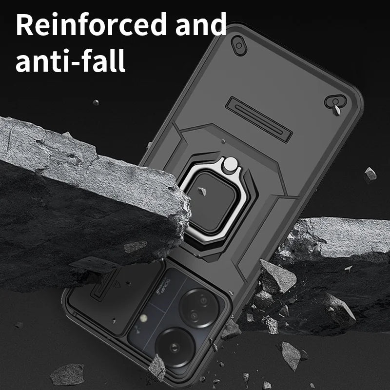 Armor Shockproof Case For Xiaomi Redmi 13 4G Redmi 13C 5G Protective Cover Ring Magnetic Holder Coque Fundas Capa