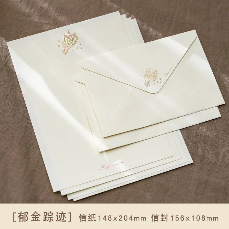 4 Envelopes + 2 Letter Papers Set, Simple Literary Stationery Set, Journal Letter Greeting Card Decor Material