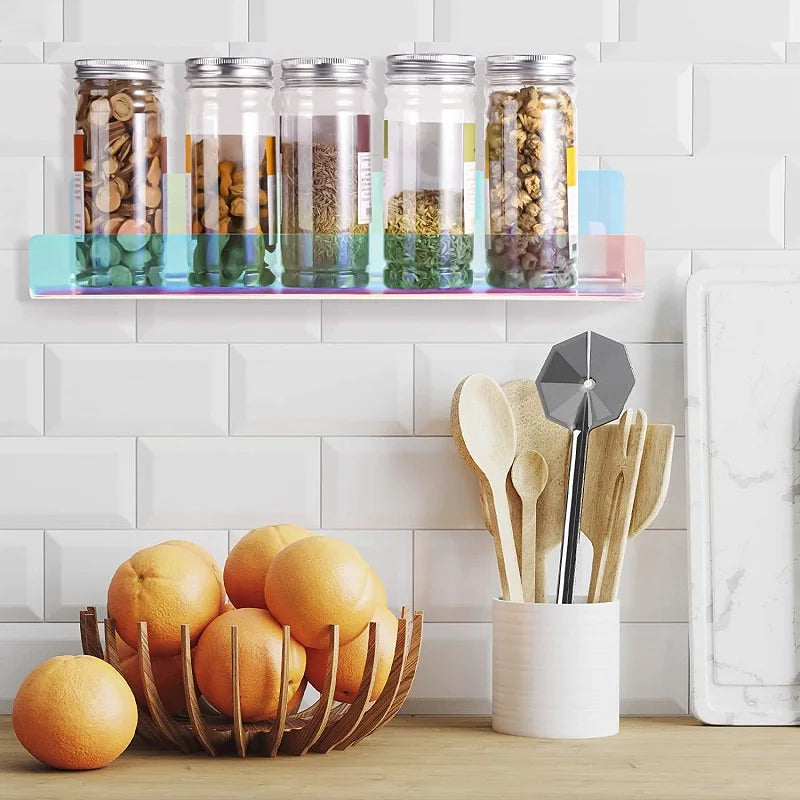 2pcs Acrylic Vinyl Record Display Stand Wall Mounted Book Floating Shelf Makeup Perfume Nail Polish Holder Storage Organizer