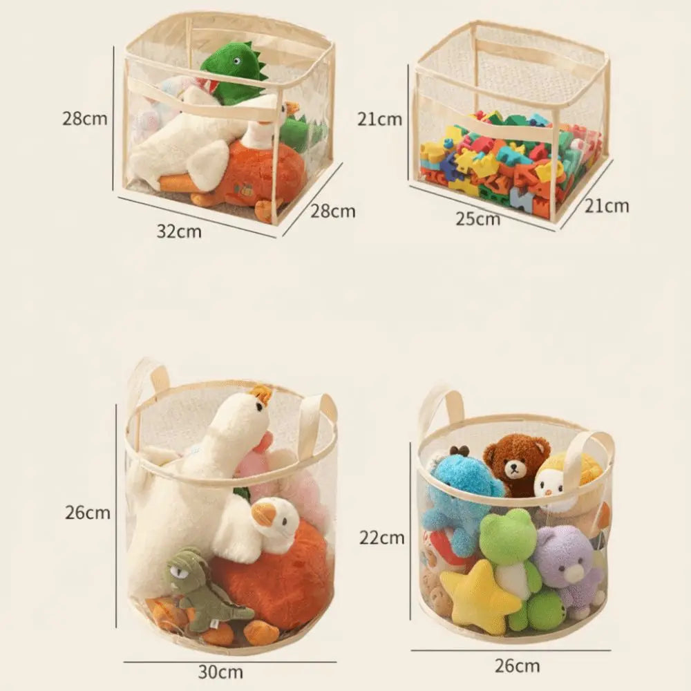New PVC Doll Storage Basket Transparent Large-capacity Organizer Space Saving with Handle Storage Bucket Household Use