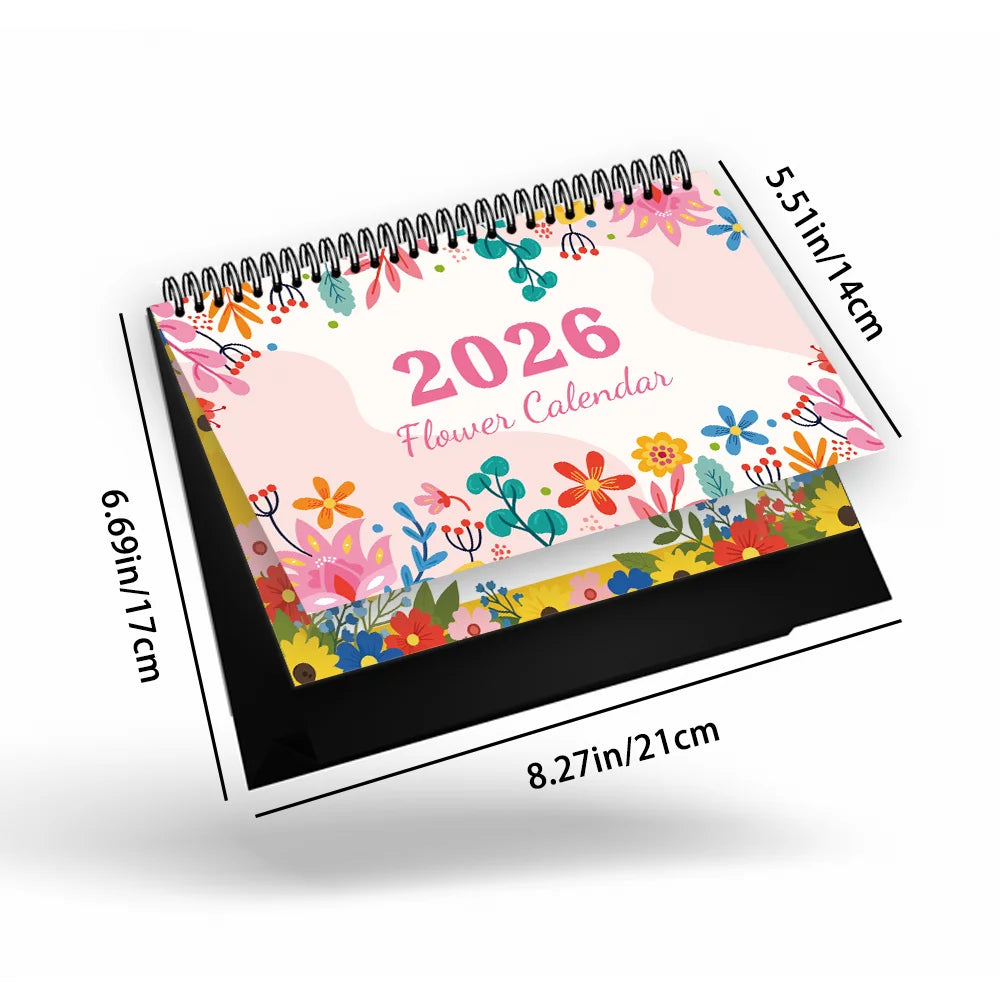 1pc 2026 Calendar ,Framed by flowers,12 Months Monthly Schedule,Desk Calendar, Perfect Gift for Birthdays ,Christmas,New Year