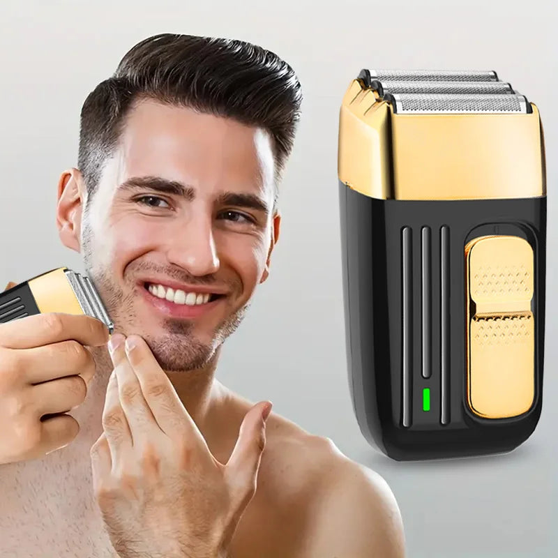 USB Men's Electric Shaver - Rechargeable, Stainless Steel Blade, Portable and Powerful Reciprocating Head Set