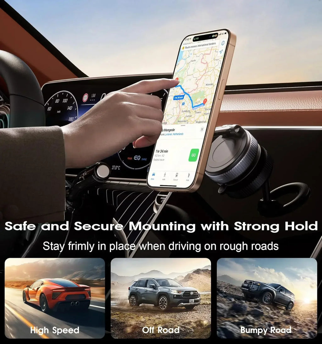 Car Mount Electric Vacuum Magnetic Holder 360° Adjustable Foldable Strong Suction Stand For GPS in Car For All Smartphones