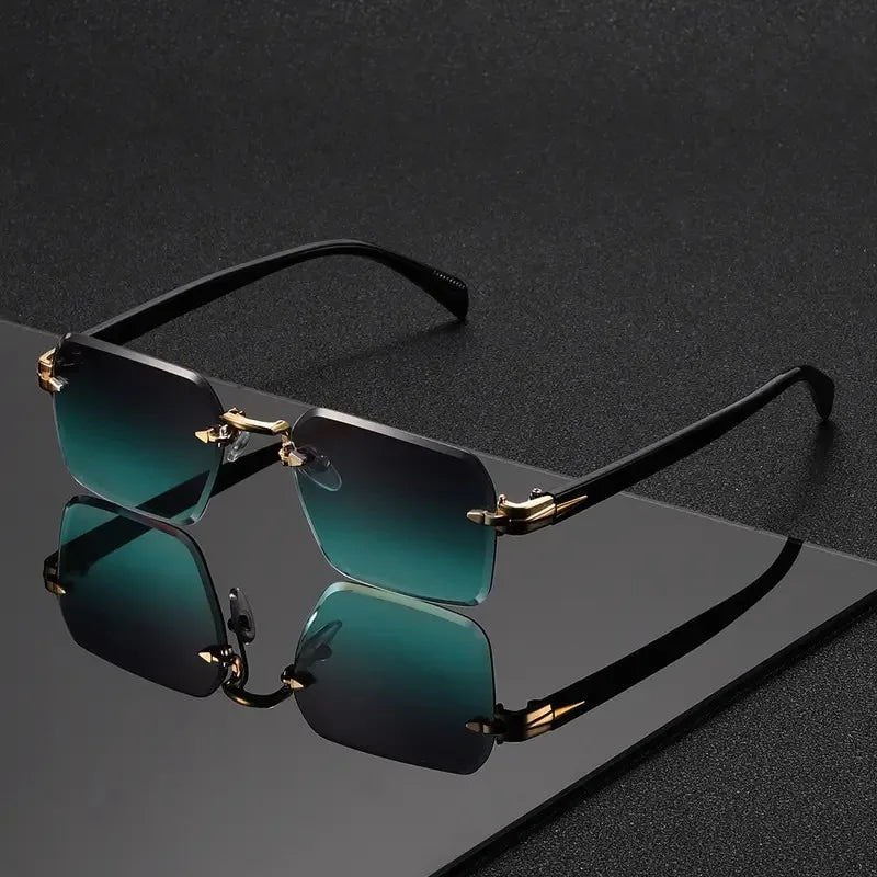 Rimless Rectangle Sunglasses for Women and Men – Fashion Small Square Frameless Shades, Summer Travel UV400 Protection Eyewear, Classic Unisex Oculos