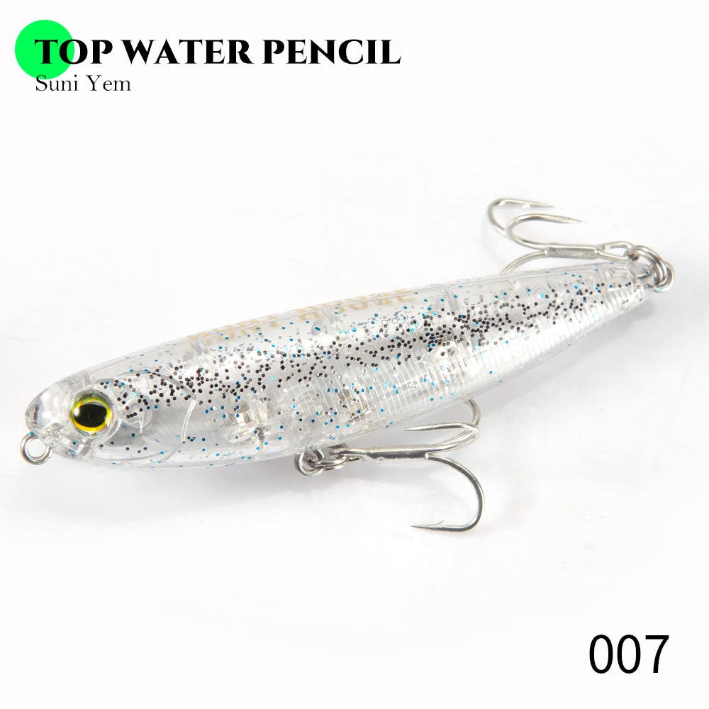Hunthouse Top Water Pencil Fishing Lure Walk The Dog 60mm 6.4g Artificial Baits Stickbait Fishing Tackle For Pike Bass LW536