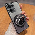 Glitter Shockproof Silicone Case For OPPO Reno 13 12 12F 11 11F 10 9 8 7 Pro Plus 4G 5G Mirror Magnetic Holder Stand Soft Cover