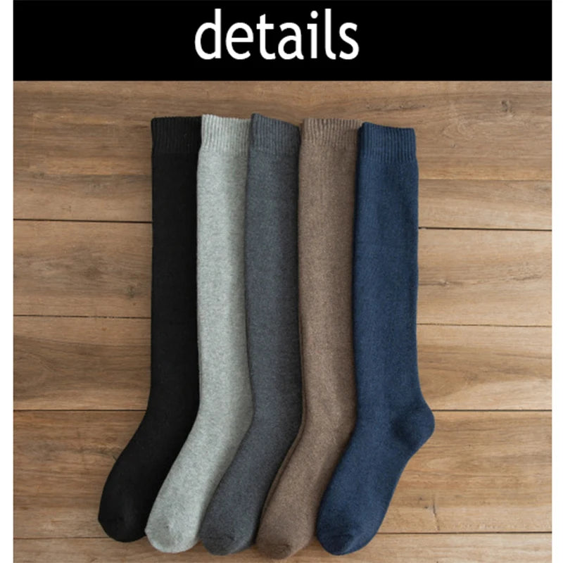6PCS=3Pairs Men's Winter Compression Stocking Warm Hot Knee High Long Leg Terry Socks Warm Thicken Cover Calf Socks Size 38-44