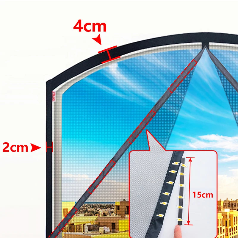 DTGJ Magnetic Window Mosquito Net Customized Arched Curved Black Door Screen Round Fly Insect Screen Mesh Invisible fiberglass