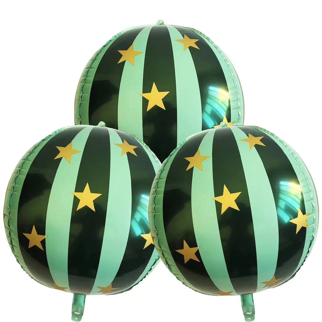 3 Pcs 22 Inch 4D Striped Star Aluminum Film Balloon Ktv Mall Home School Decoration Circus Party Supplies Kids Photo Booth Props