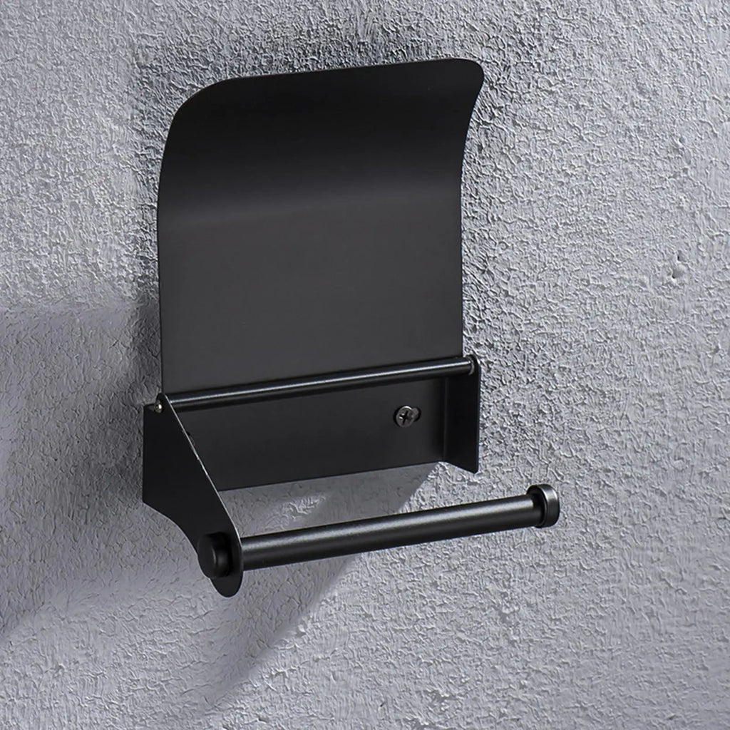 Bathroom Stainless Steel Black Toilet Single Roll Paper Holder  with Screws Wall Mounted Tissue Dispenser Home Accessories