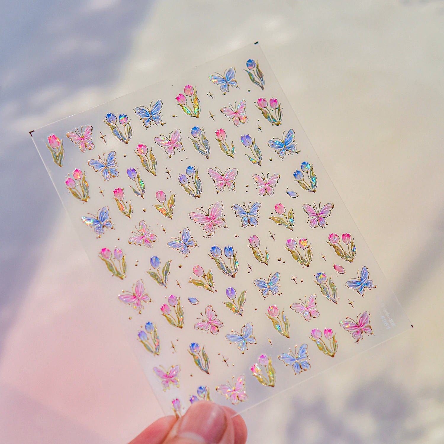 Red Butterfly 5D Nail Sticker Nail Art Decoration Spring Flowers Nail Art Decal Relief Sticker Press on Nails