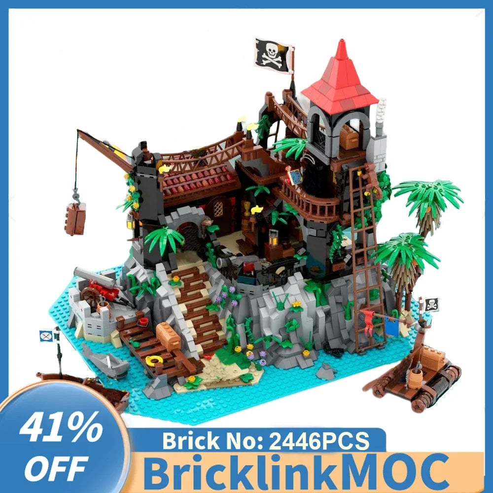 New 2446PCS medieval Pirate Series Rock Island Refuge Model DIY creative ideas child Toy Assembly Puzzle Birthday Gift MOC-6273