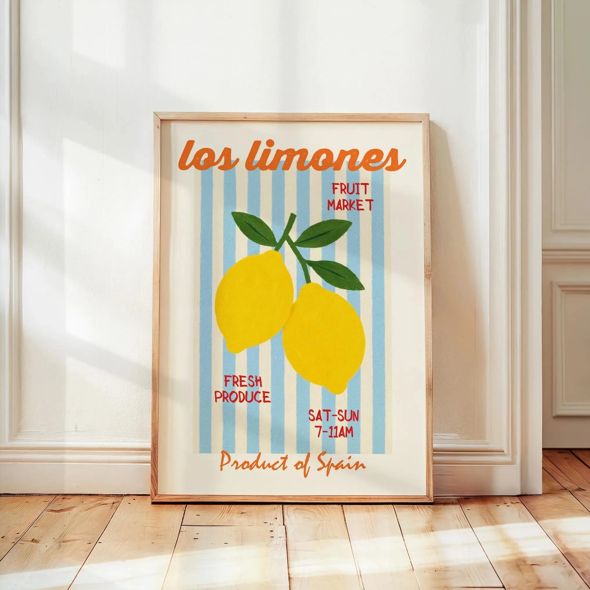 Retro Limon Cello Lemon Fruit Canvas Print Positano Lemon Strawberry Fruit Market Poster for Modern Bedroom Kitchen Home Decor