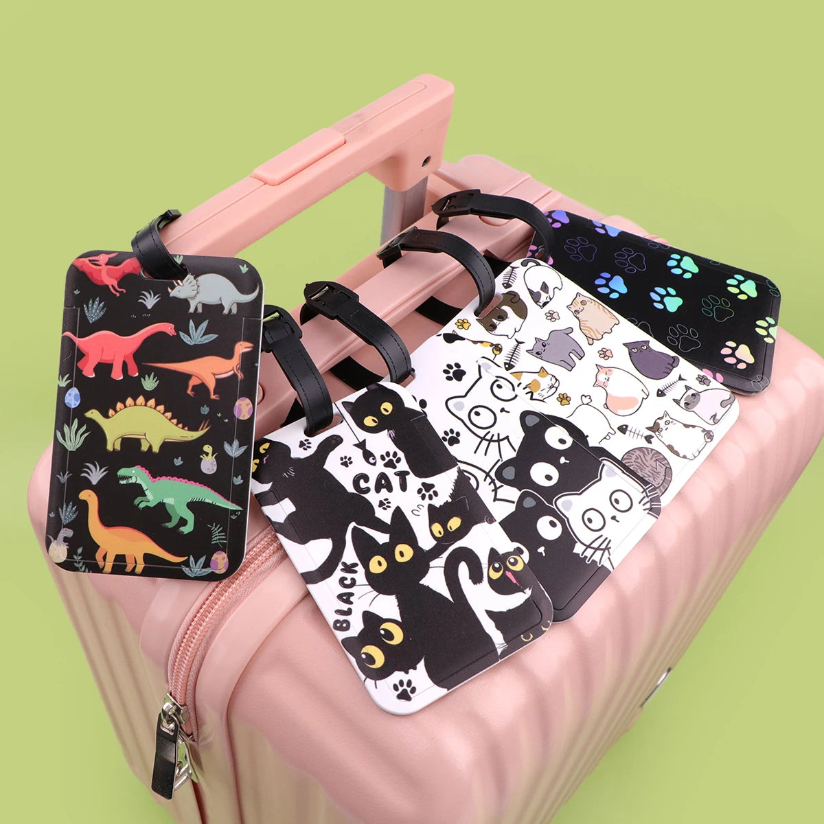 Cute Cats Plastics Baggage Tag Dinosaur Suitcase Backpack Anti-Lost Listing ID Card Holder Fashion Luggage Accessories Gifts