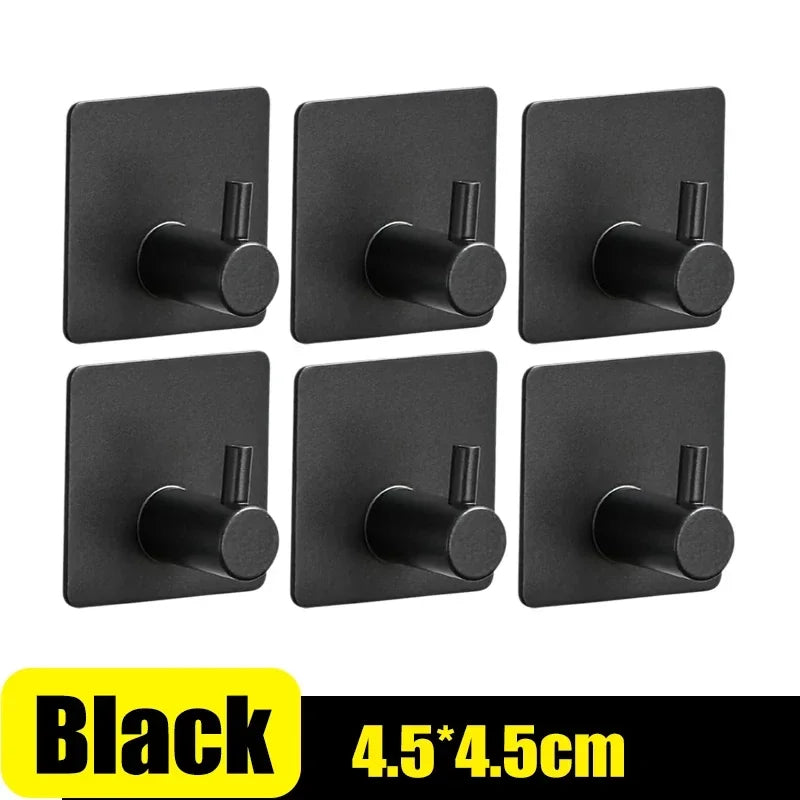 10/1PCS Self Adhesive Hook Heavy Duty Stainless Steel Wall Hooks Towel Clothes Rack Hangers Bathroom Kitchen Storage Holders