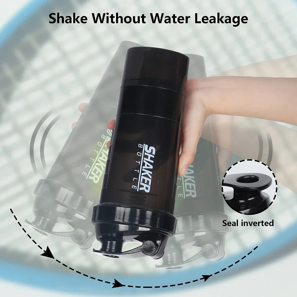 500ml Portable Protein Shaker Cup with Powder Storage Container Mixer Cup with Brush Gym Sport Water Bottle Drinkware