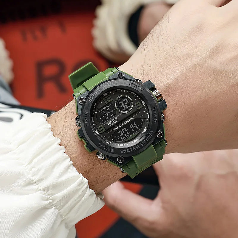 New men's multifunctional electronic watch sports waterproof night light large dial fashion electronic watch