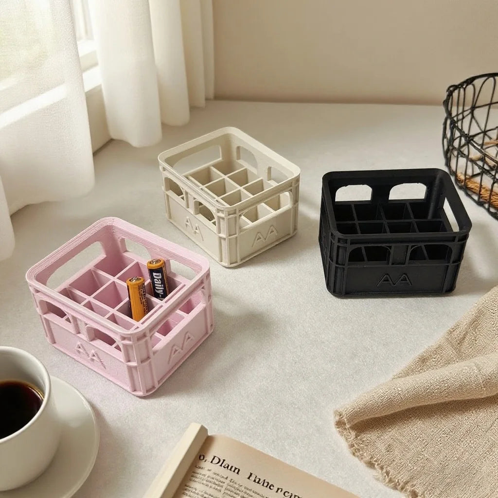 Retro industrial-style beer frame battery storage box, creative multi-functional large battery organizing basket, desktop decora