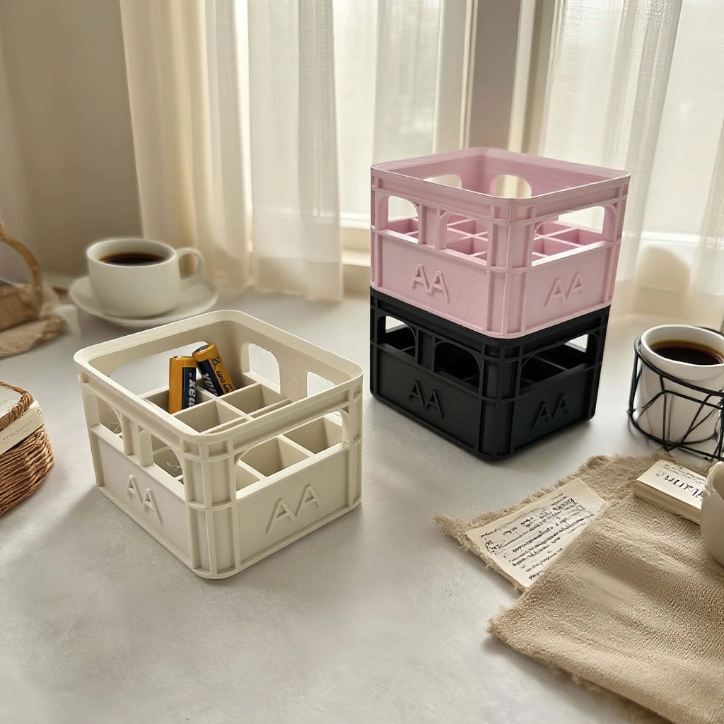 Retro industrial-style beer frame battery storage box, creative multi-functional large battery organizing basket, desktop decora