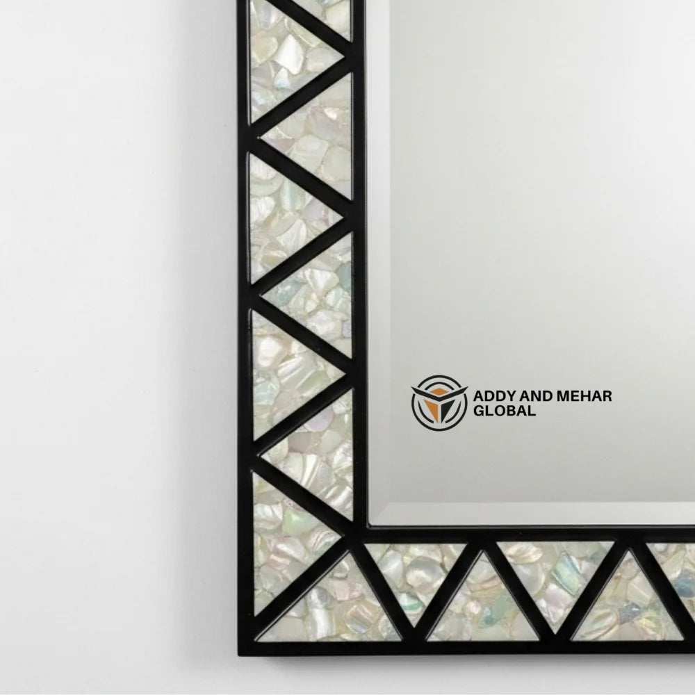 Luxury Square MDF Inlay Wedding Art Deco Eco-Friendly Handmade Wall Mirror 5.0mm Thick Black Geometric Frame
