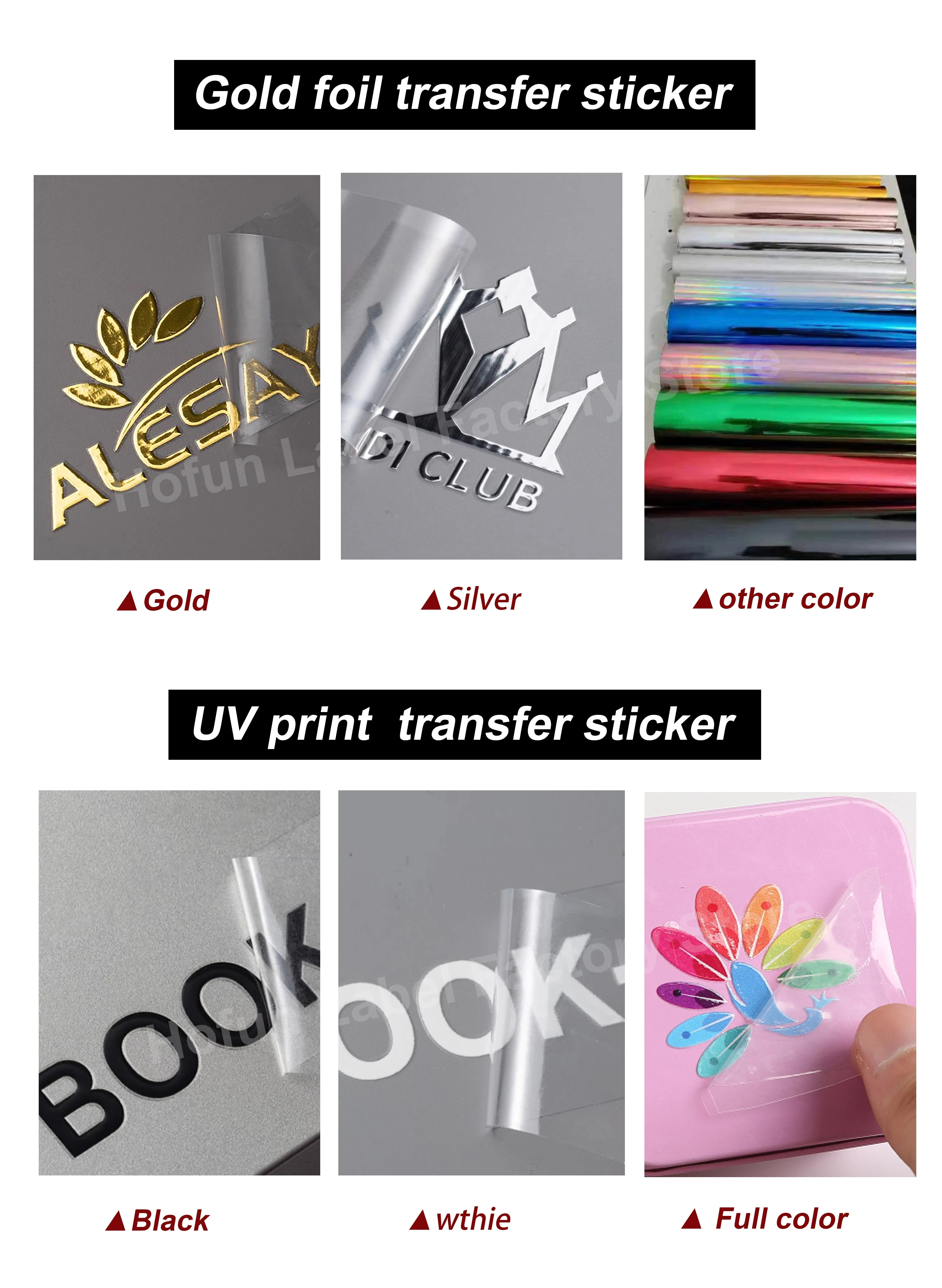 Custom Silver UV DTF Print 3D Transfer Sticker Personal Raised Shiny Gold Logo Crystal Colorful Self-adhesive Label Hollow Decal