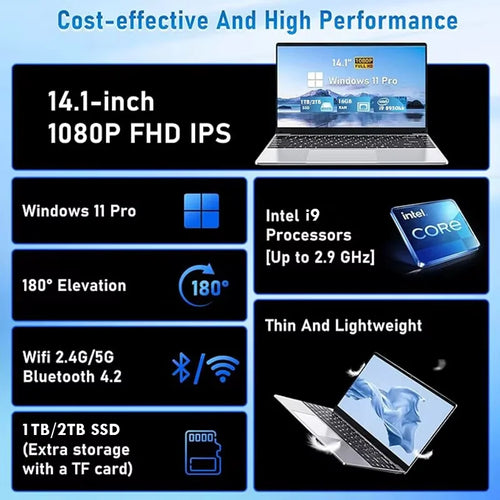 2026 i9 Windows 11 Laptop Intel CORE i9-10980HK/N150 Notebook 14.1 Inch 16GB RAM 1TB 2TB SSD 1920*1080HD Gaming laptops Pc Gamer