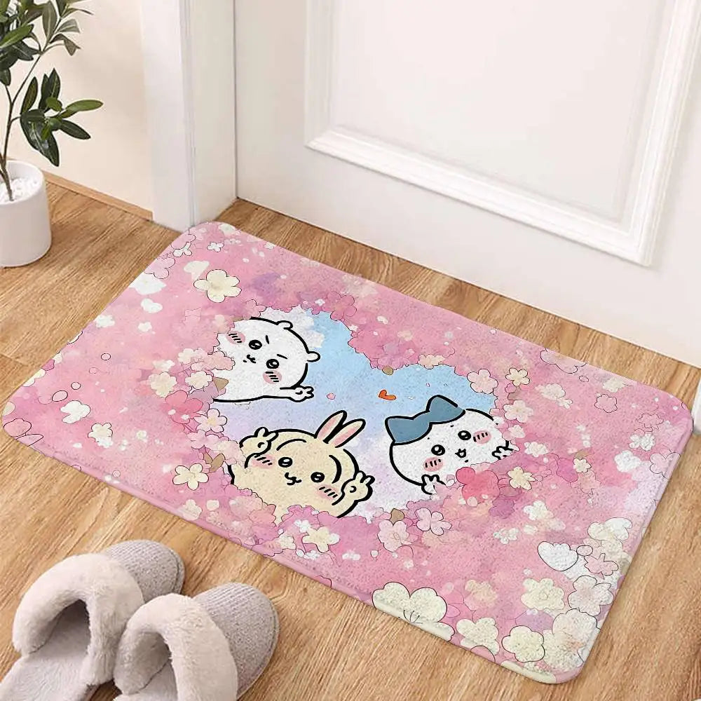 Cartoon-c-chiikawaS Kawaii Floor Mats Home Laundry Rug Carpet For Living Room Decor Lounge Area Anti-slip Mat Entrance Doormat