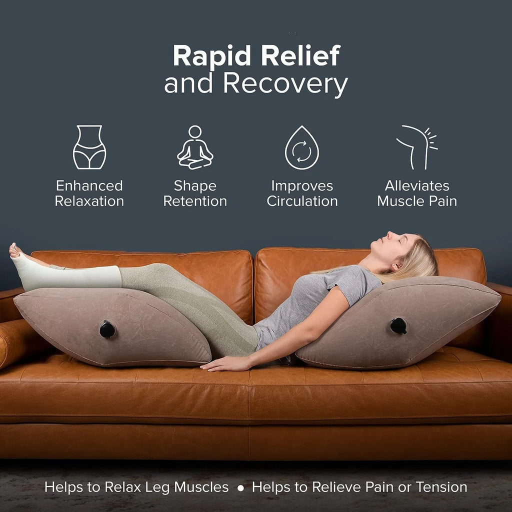 Inflatable Leg Elevation Pillow- Portable Wedge Pillow for Legs with Storage Bag, Versatile Leg Pillows for Elevation Blood Circ