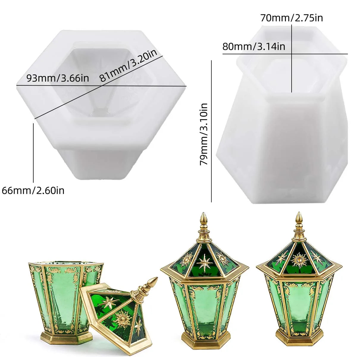 Eid Ornaments Candle Jar Silicone Mold DIY Hexagon Star Moon Relief Jewelry Storage Box Crafts Making Plaster Resin Clay Molds