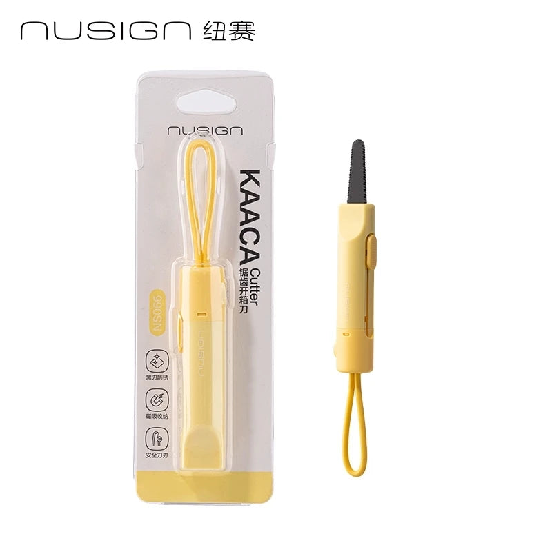 Deli Nusign Mini Portable Magnetic Retractable Utility Knife Thickened Black Blade Keychain Design for carton and Carddboard