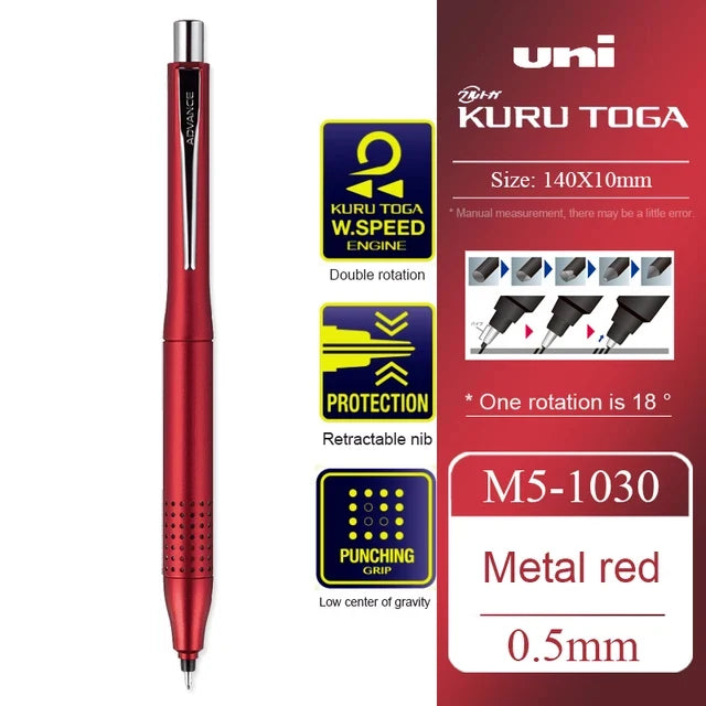 UNI ADVANCE Mechanical Pencil M5-1030 Metal Rod Low Center Gravity Kuru Toga Automatic Rotating Drawing Pencil 0.5mm Stationery