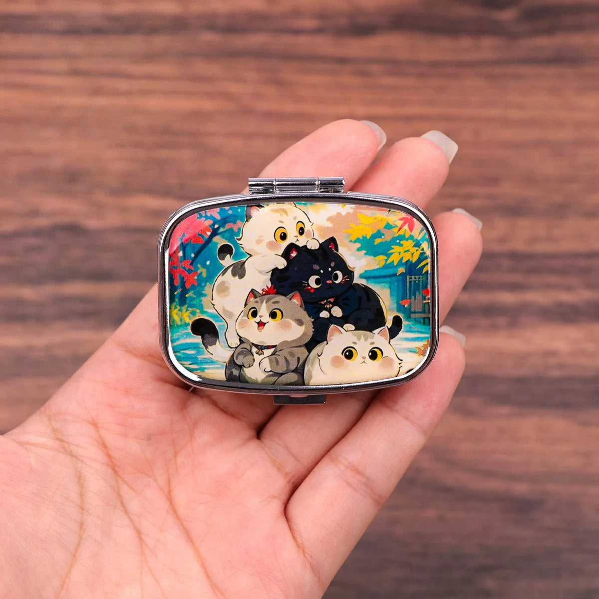 Black Cat Pill Boxes Cartoon Animal Sealed Subpackage Case Portable Travel Jewelry Box Mini Organizer Storage Medicine Case