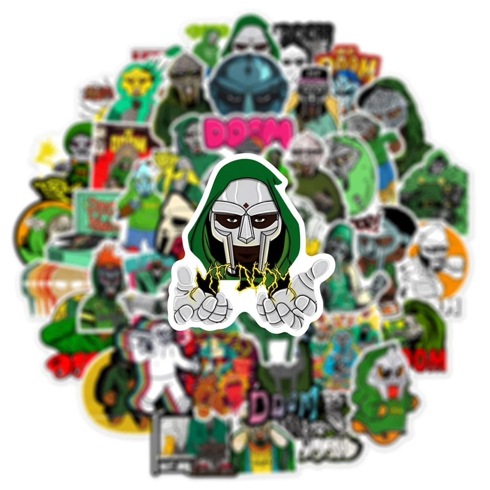 10/30/50PCS Hip Hop Rapper Mf Doom Stickers Singer Graffiti DIY Skateboard Phone Luggage Laptop Guitar Toys Decals For Fan Kids