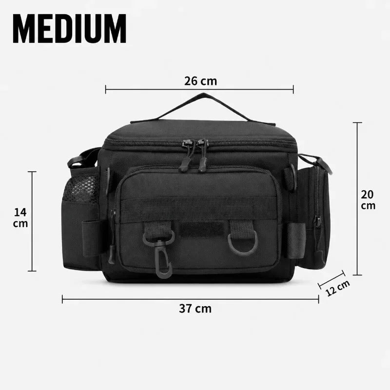 Fishing Tackle Shoulder Bag Storage Bag Waterproof Portable Large Capacity with Fish Rod Holder Outdoor Sport Accessories Gear
