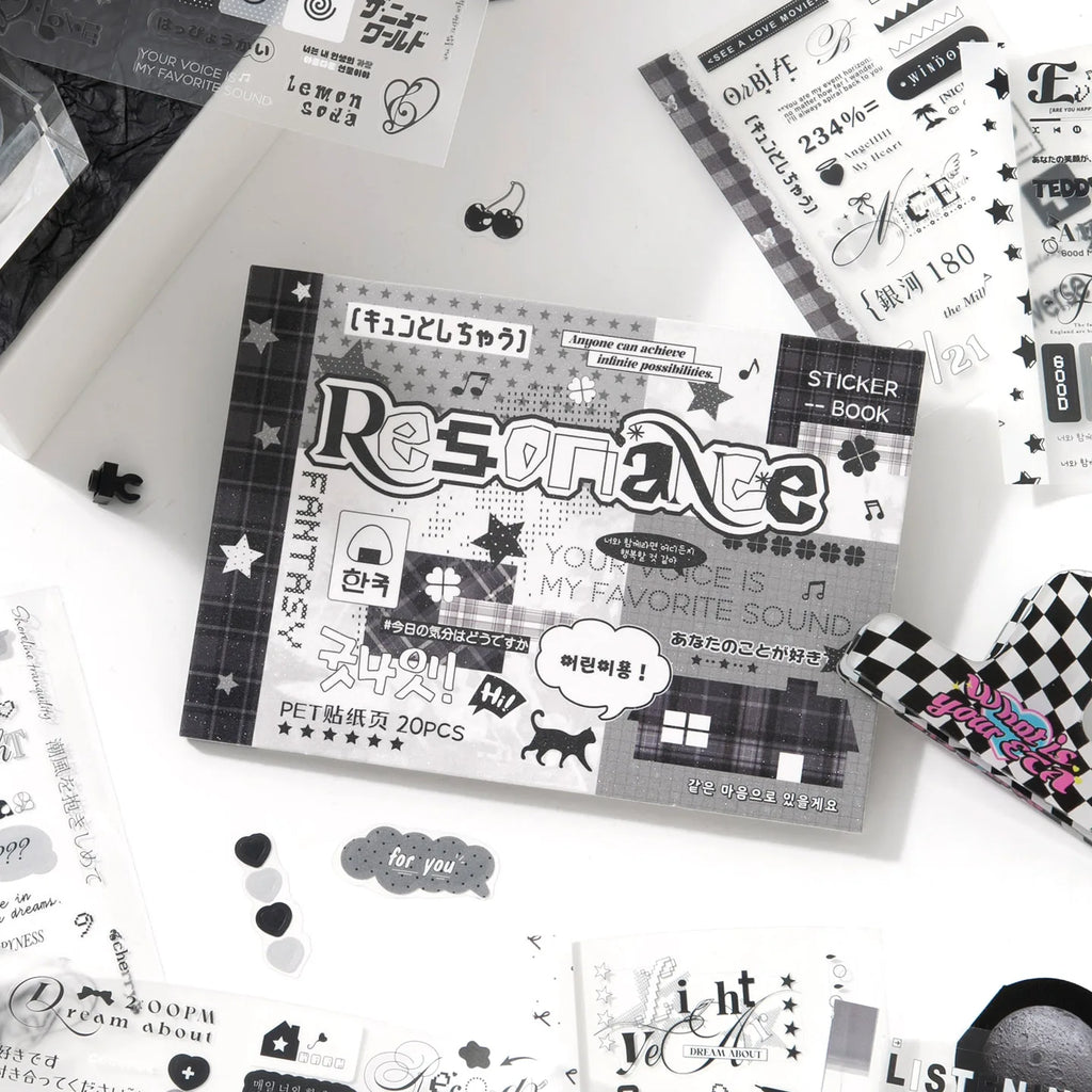 20sheets Kawaii Ins M5 Creative Typeface Die cut Stickers Book for DIY Diary Scrapbook Handmade Aesthetic Stickers