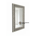 Handcrafted Black & White MDF Inlay Art Deco Eco-Friendly Decorative Geometric Pattern Square Wall Mirror