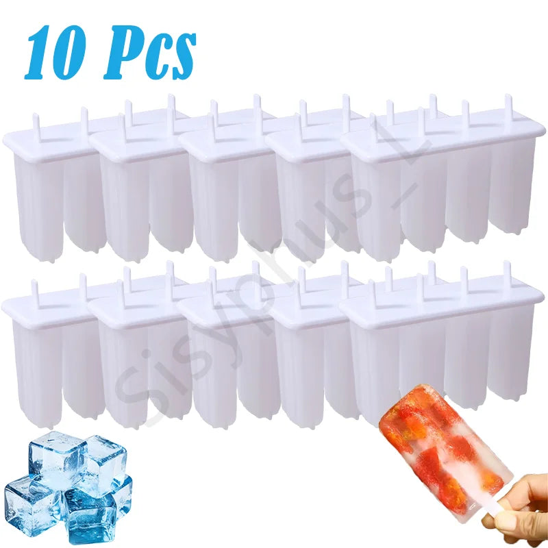 1-20Pcs 4 Gird DIY Ice Cream Molds Reusable Children's Creative Popsicle Mold Kitchen Tools