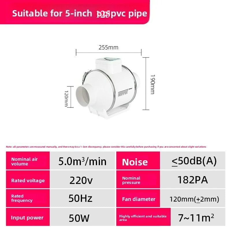 Exhaust Fan Home Mute Inline Duct Fan Bathroom Exhaust Fan Ventilation Equipment Kitchen Bathroom Wall Mounted Air Purifying Ve