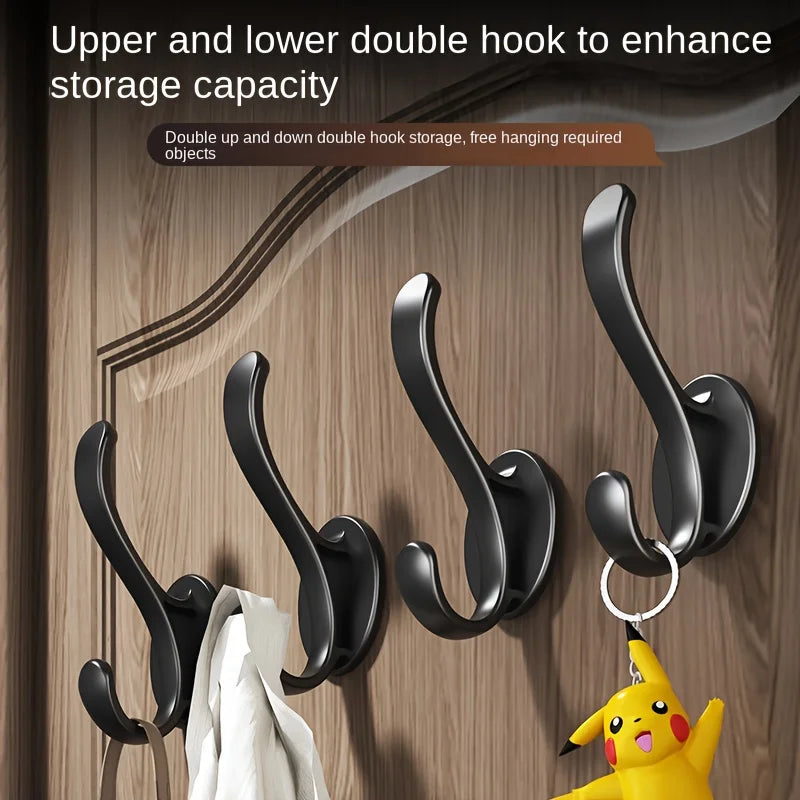 6-Pack Black No-Drill Wall-Mounted Hooks for Entryway, Shoe Cabinet, Wardrobe, Bathroom, Door, Coat Hooks, Single Hook