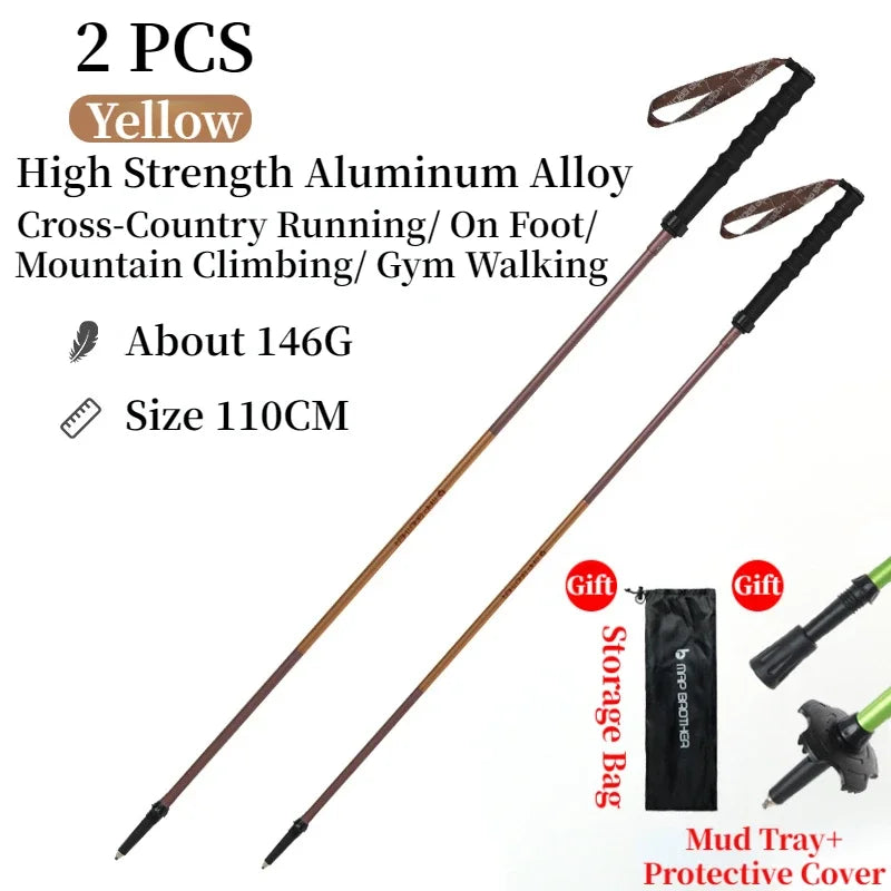 MAP BROTHER M3031 N-Pole Folding Quick Lock Trekking Poles Hiking Pole Race Running Outdoor Walking Stick 7075 Aluminum Alloy