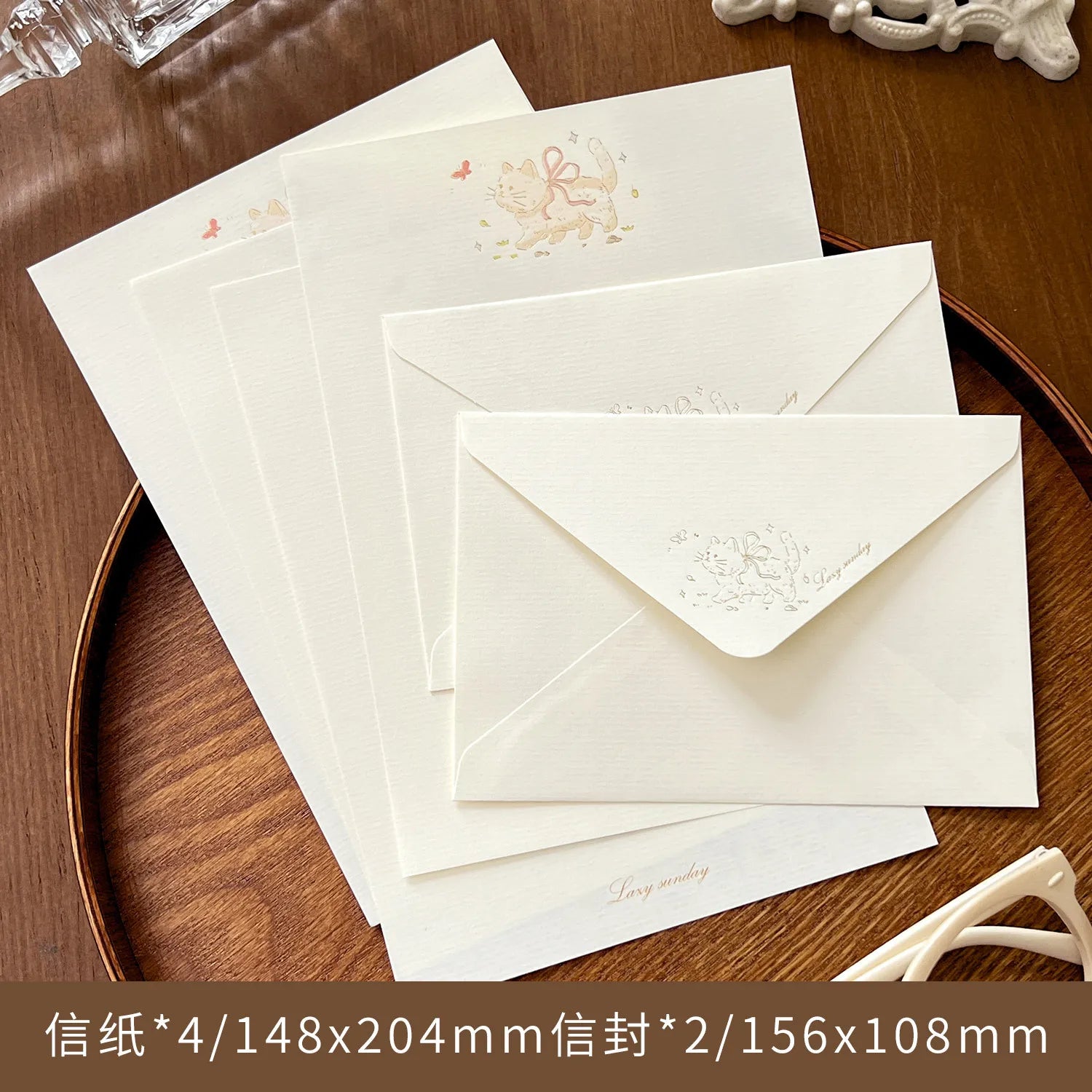 4 Envelopes + 2 Letter Papers Set, Simple Literary Stationery Set, Journal Letter Greeting Card Decor Material