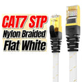 AMPCOM CAT7 Ethernet Cable Flat Lan Cable SFTP Round RJ45 Network Cable Cat 7 Internet Cord for Router Modem PC PS4 Patch Cable