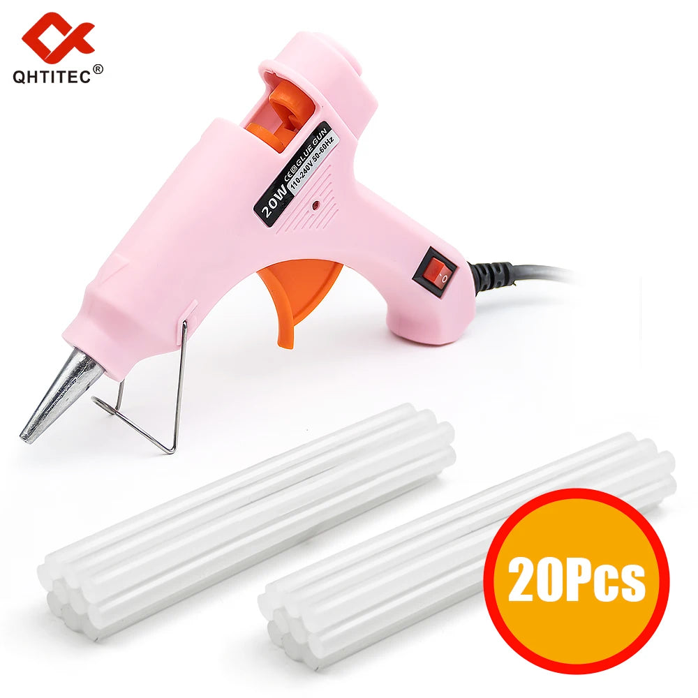 20W Hot Melt Glue Gun With 7MM Transparent Glue Stick Mini Gun Home Electric Heat Temperature Gun Repair Tools Special Stick Set