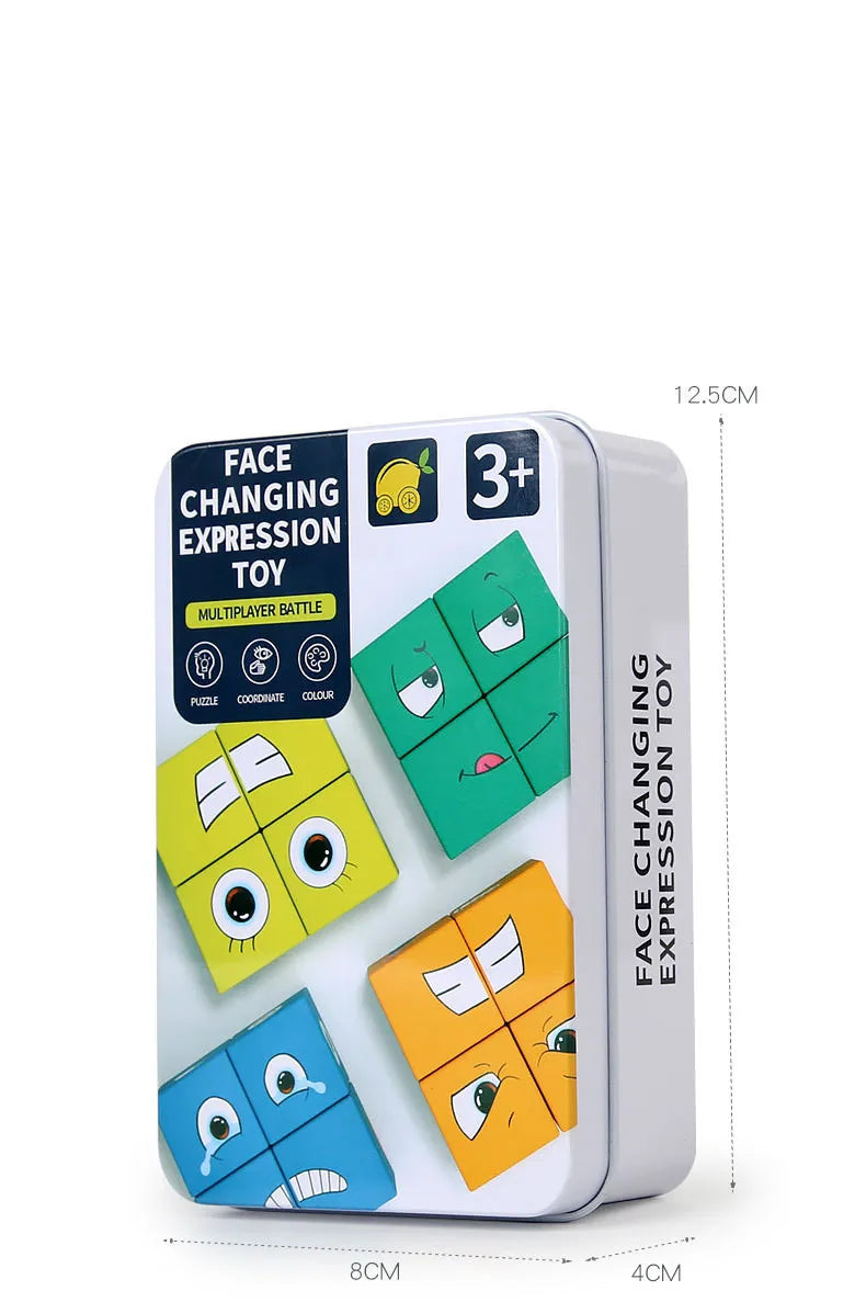 Kids Face Change Expression Puzzle Building Blocks Montessori Cube Table Game Toy Wooden Educational Toys for Children