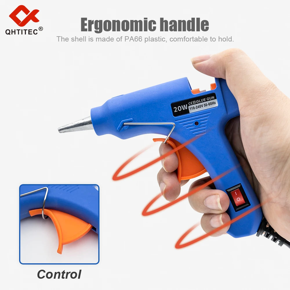20W Hot Melt Glue Gun With 7MM Transparent Glue Stick Mini Gun Home Electric Heat Temperature Gun Repair Tools Special Stick Set