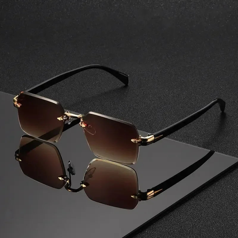 Rimless Rectangle Sunglasses for Women and Men – Fashion Small Square Frameless Shades, Summer Travel UV400 Protection Eyewear, Classic Unisex Oculos