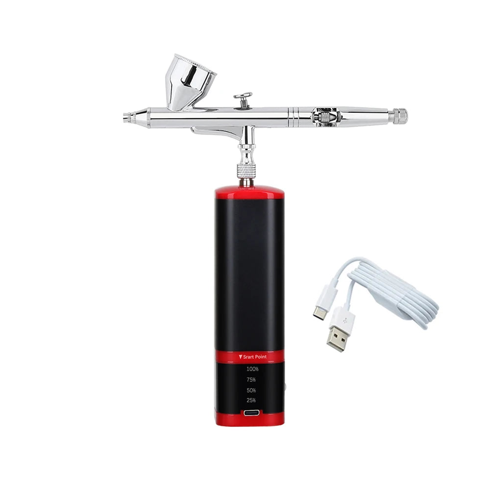 Noiseless Cordless Air Brush Compressor Kit Replace Battery Super Works Airbrush Spray Gun Barber Art Design Beauty Care Tool